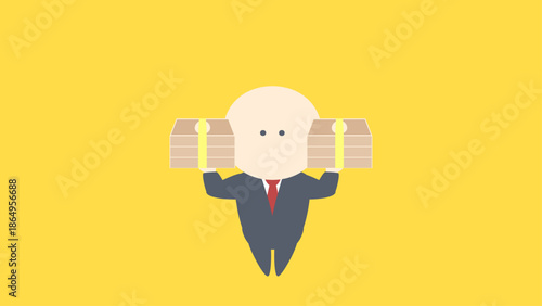 ビジネスイメージイラスト_札束を両手で持っているビジネスマン