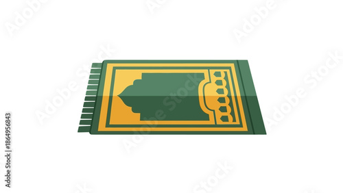 Close-up shot of a green and yellow ticket stub on a white background with graphic design elements.