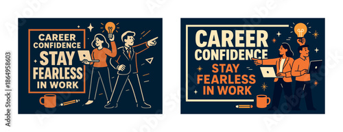 Career confidence: stay fearless in work - motivated business team with lightbulb ideas