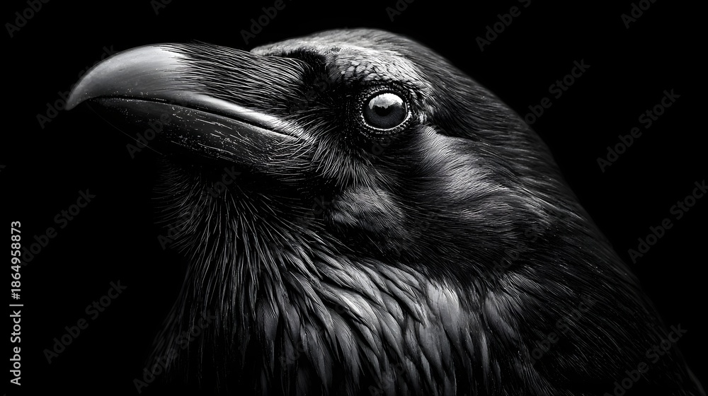 Fototapeta premium Intense Close Up Macro Portrait of a Majestic Black Raven
