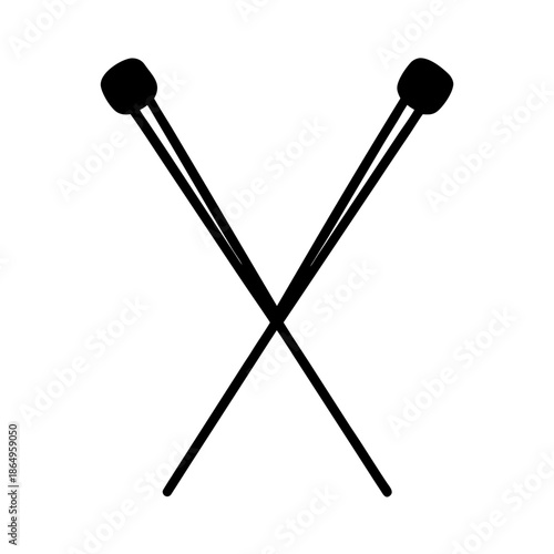 knitting needles pair simple design vector