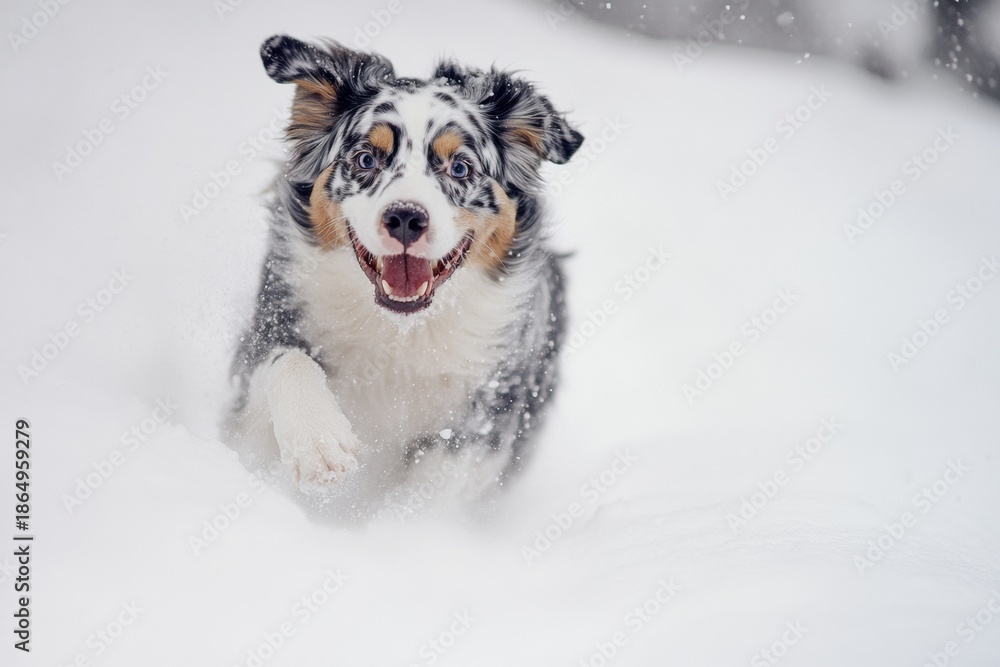 Fototapeta premium Cute Dog Running in Snow