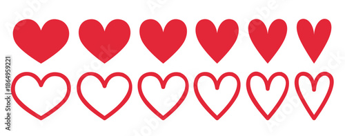 Set of heart shapes. Heart silhouette isolated on white. Vector stock illustration