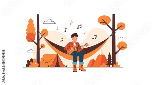 Relaxing Outdoor Retreat Featuring Music in Natural Setting with Hammock