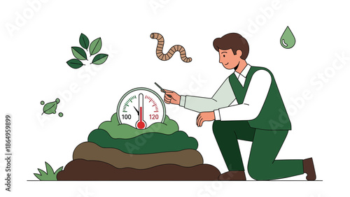 Scientist Analyzing Compost Temperature Process For Environmentally Friendly Decomposition