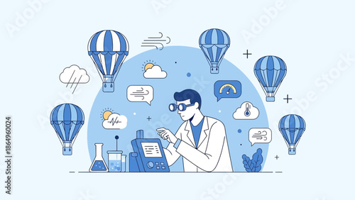 Scientist Exploring Weather Patterns and Atmospheric Conditions in Laboratory