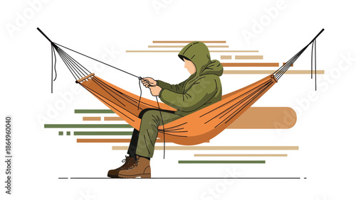 Relaxing Time Outdoors Illustration Of A Person In A Hammock Enjoying Nature