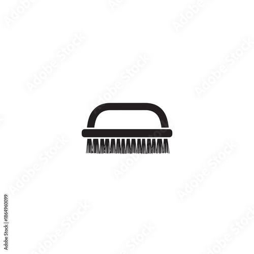 Black cleaning brush with curved handle and bristles scrub tool household