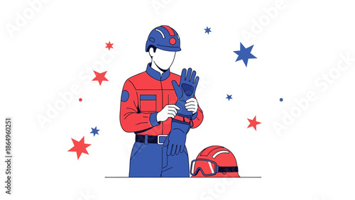 Rescuer Preparing His Gear For Emergency Service And Occupational Safety