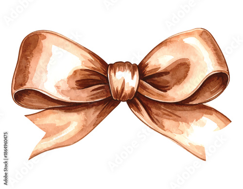 Watercolor Bow Ribbon Isolated on White Background Keywords: bow, vector illutrastion transparent background