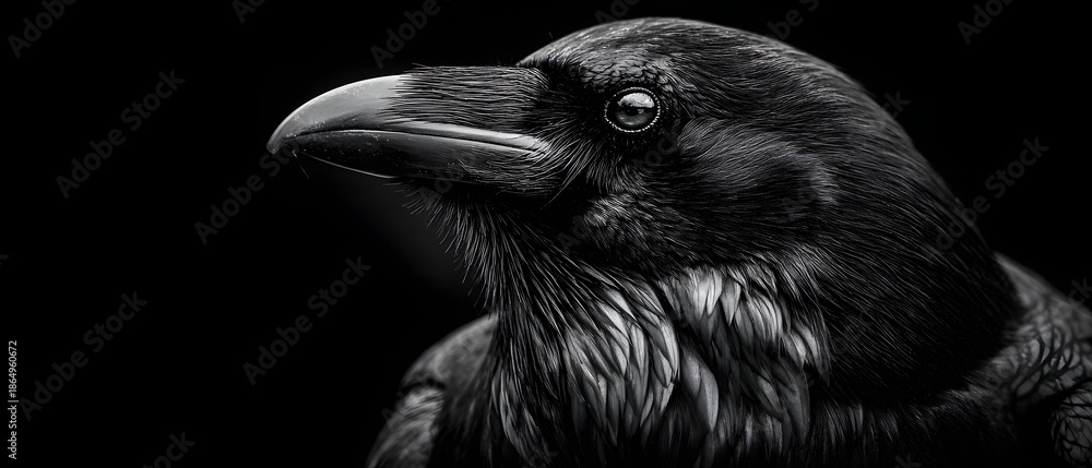 Obraz premium Intense Close Up Macro Portrait of a Majestic Black Raven