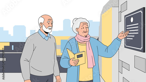 Senior Couple Enjoying An Educational Guided Tour Of City Landmarks