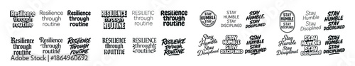 Routine and discipline: motivational typography in various fonts
