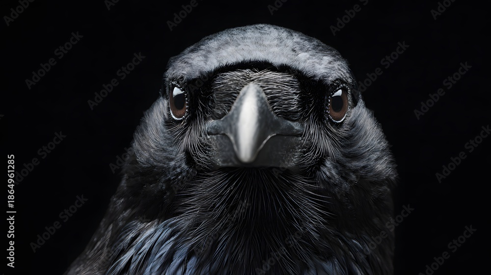 Obraz premium Intense Close Up Macro Portrait of a Majestic Black Raven