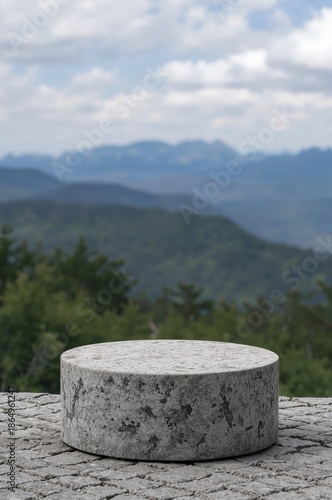 Viewing Platform Offers a Clear Sight of Mountains and Clouds on a Sunny Day