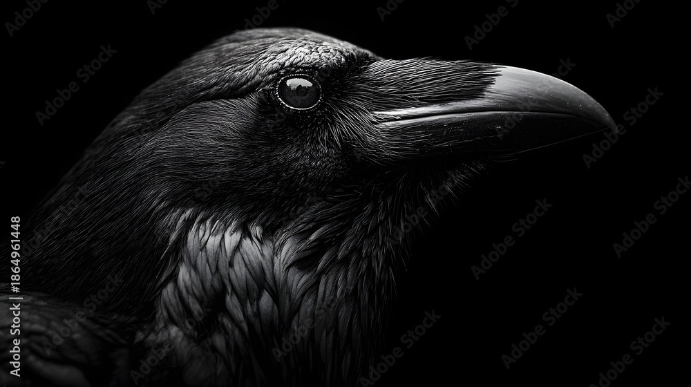 Obraz premium Intense Close Up Macro Portrait of a Majestic Black Raven