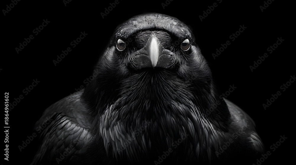 Obraz premium Intense Close Up Macro Portrait of a Majestic Black Raven
