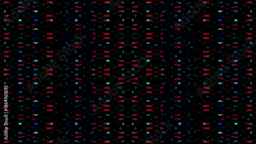 Dark Glitch Art Symmetrical Neon Geometric Pattern