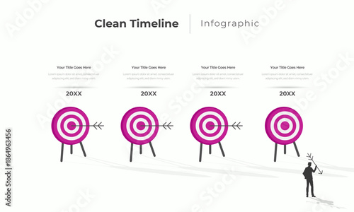 4 Steps Target Timeline Infographic Template with Clean Goal Achievement Design