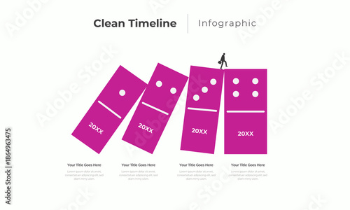 Clean Business Timeline Infographic – Domino Style Strategy & Progress Template