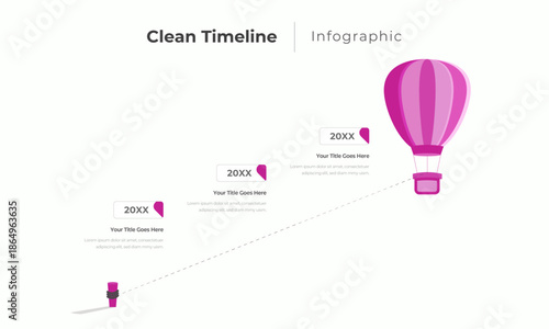 Clean Timeline Infographic with Growth Concept for Business Presentation