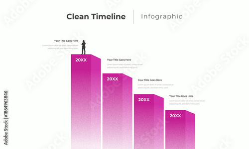 Clean Business Growth Timeline Infographic – Modern 4 Step Chart Template
