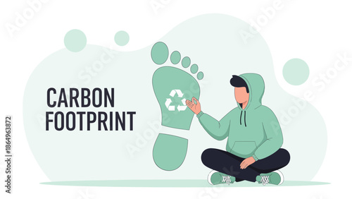 Reducing Carbon Footprint Young Man Contemplating An Eco-Friendly Lifestyle