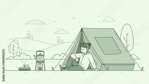Relaxing Camping Trip With Tea And Music In Nature Scenic Outdoors