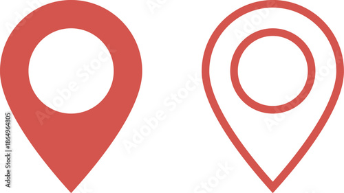 イラスト素材：かわいいマップのピンのアイコン　赤　オレンジ　pin point. pin location icons.