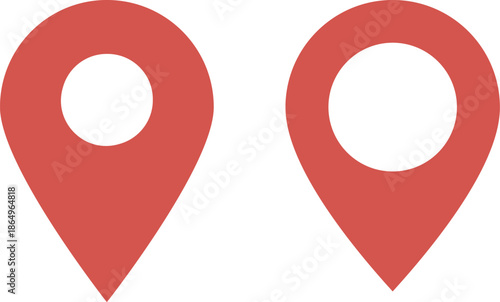 イラスト素材：かわいいマップのピンのアイコン　赤　オレンジ　pin point. pin location icons.