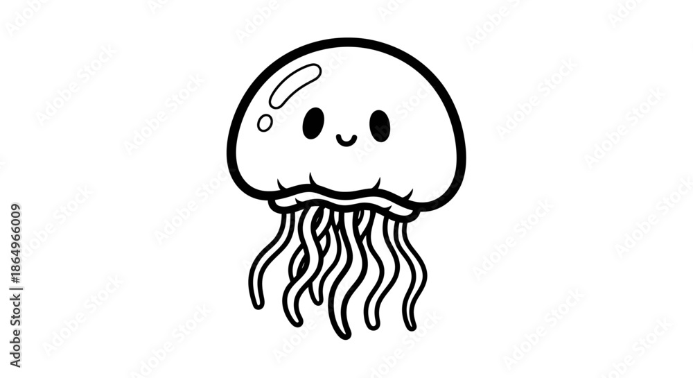 Fototapeta premium Smiling Jellyfish Cartoon Character