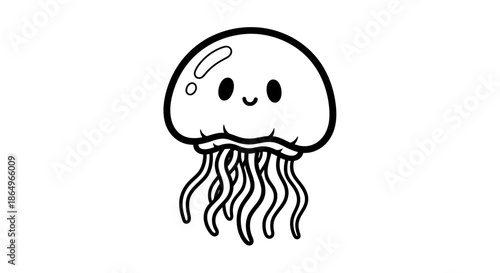 Smiling Jellyfish Cartoon Character