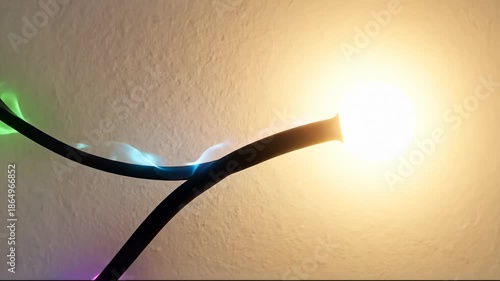 Abstract Light Art Brightens With Colorful Accents on Wall