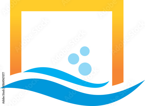 water polo player on abstract vector background with water drops on water ecology symbol abstract logo
