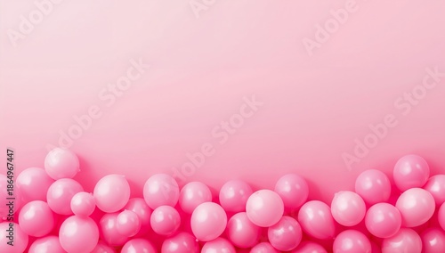 Large Number of Pink Balls Arranged in a Uniform Pattern on a Flat Surface in...