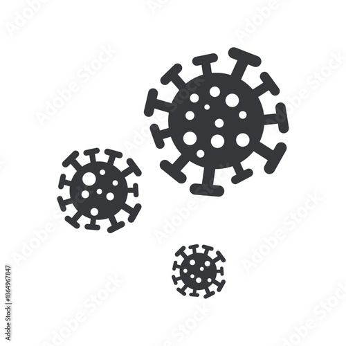 Isolated monochrome pictogram of microbe, microorganism, virus, and bacteria, simple outline symbol for science, biology, and health awareness graphics.