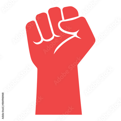 Simple raised fist icon illustration with a bold and minimal design, suitable for icons, stickers, social graphics, educational content, and coloring pages.