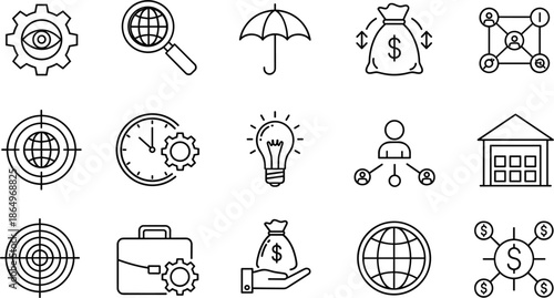 Social media marketing and digital engagement icon set featuring content sharing like symbols comment bubbles and profile growth.