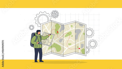 Planning Adventure A Traveler Exploring City With A Map And A Camera Concept