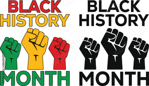 Black History Month Raised Fists Graphic Design