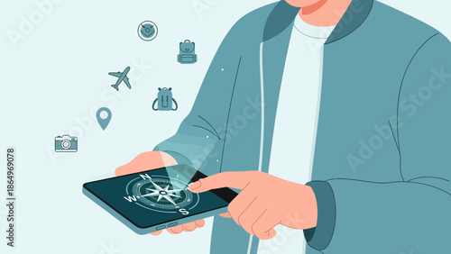 Planning Adventure Discovering Using Mobile App Compass Navigation For Travel