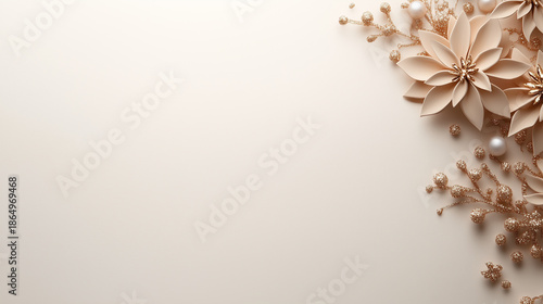 Decorative floral arrangement with paper flowers and beads on a light background in a craft setting