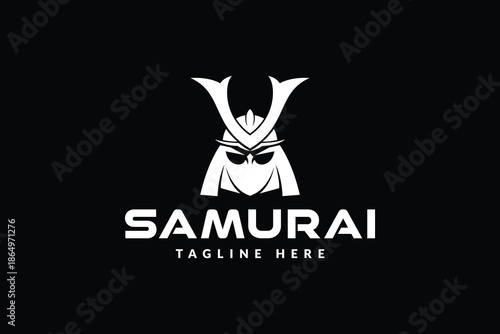 samurai logo vector illustration. samurai line art logo template