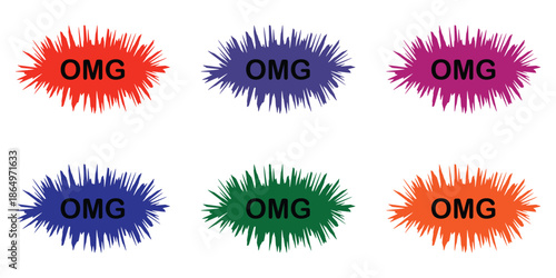 Colorful Pop Art Comic Speech Bubbles Set with Boom, Pow, Wow, OMG Expressions – Vector Illustration