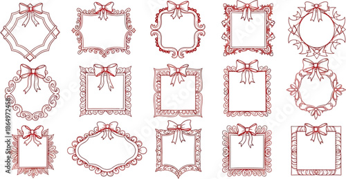 Graphic designer creates Icon (9) illustrations of red frames.