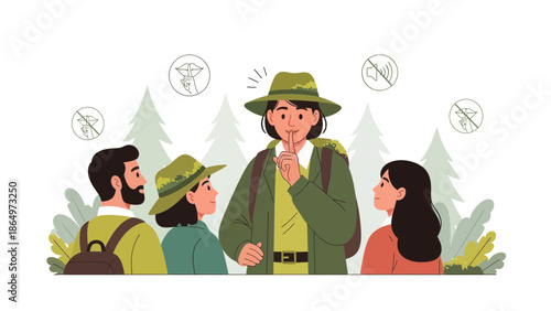 Nature Guide Instructs Visitors To Remain Quiet In National Park Trails