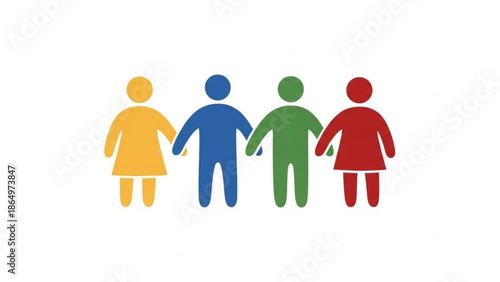 Diverse group of people holding hands representing unity and community simple flat vector illustration for teamwork concepts