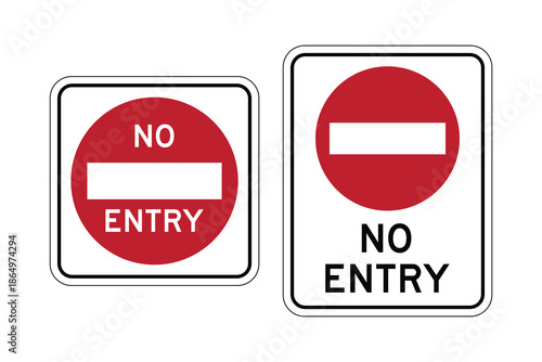 Professional No Entry Traffic Signs Set with Restricted Access Symbols - High Contrast Red, Black and White Vector Road Safety Graphic