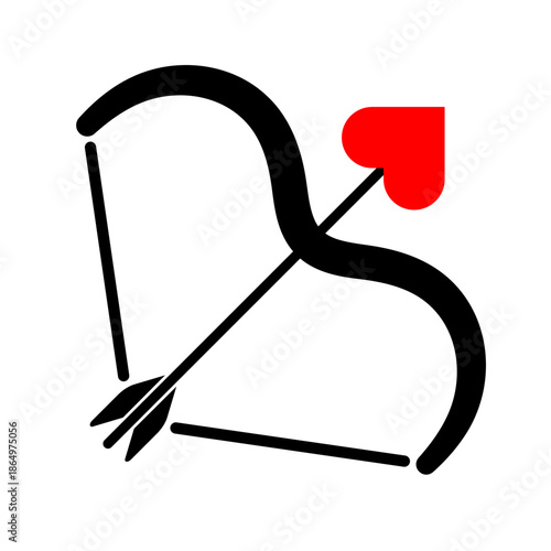 Cupid Arrow Heart Vector Illustration. Perfect for Valentines Day graphics, love symbols, wedding designs, logos, icons, stickers, posters, greeting cards, branding projects.