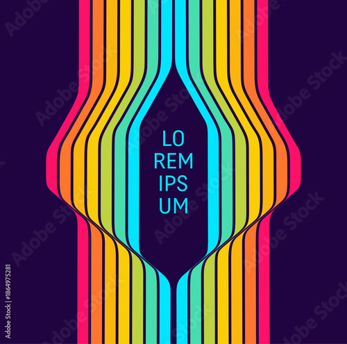 The curve of the colored lines creates a frame in the center. Space for text. Skate park. An obstacle course for extreme sports. Dynamic ribbons for brochure, poster, cover, card, flyer or banner.